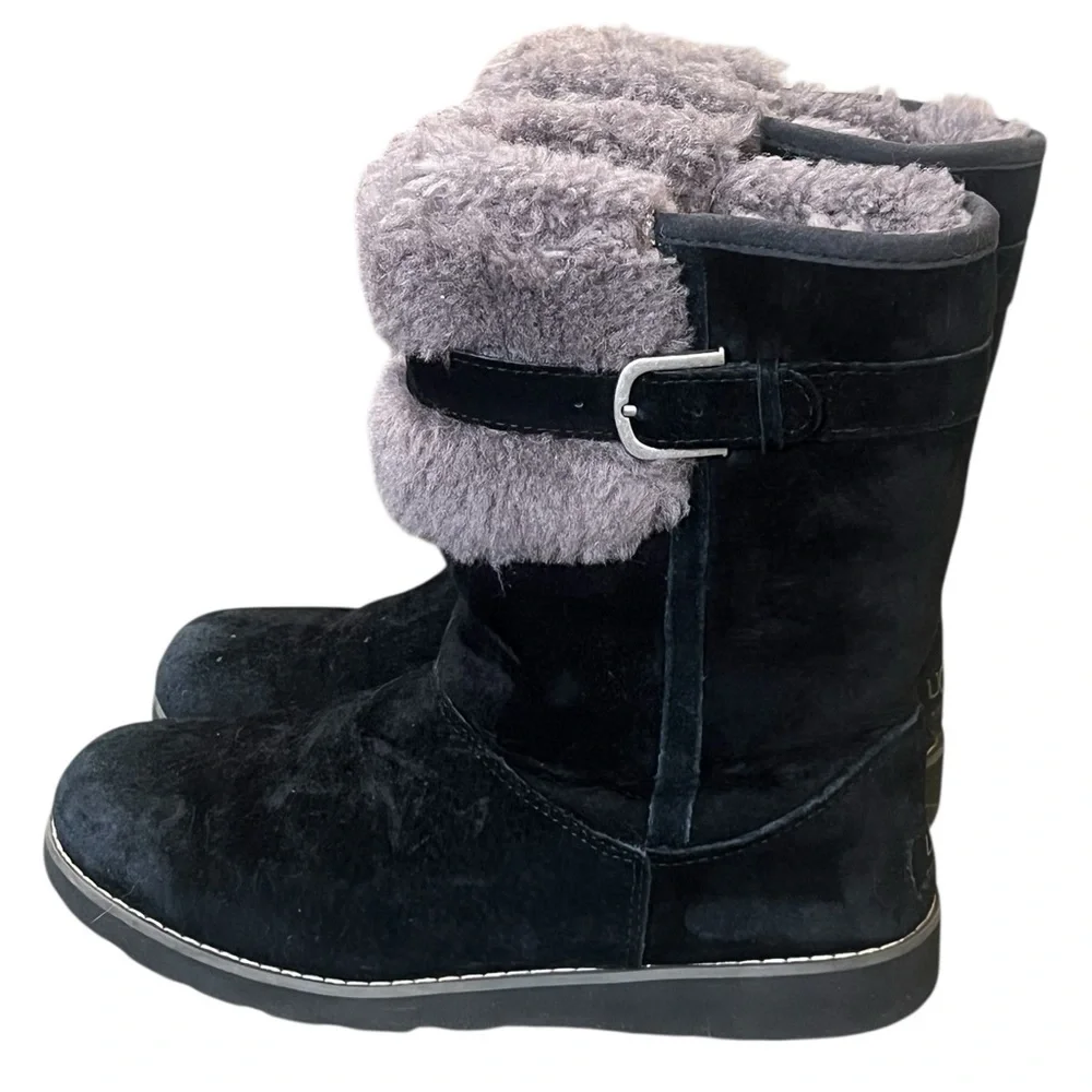 Ugg Skylir black suede shearling lined winter boots